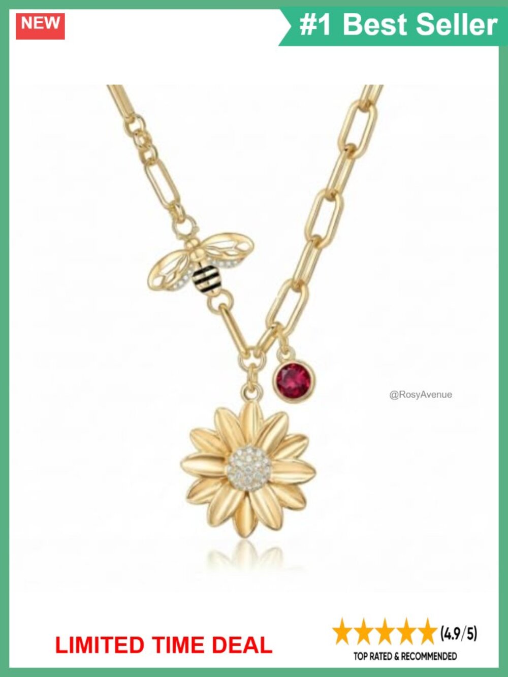 14k Gold Plated Chunky Cross Pendant Necklace Birthstone Jewelry Gift for Women